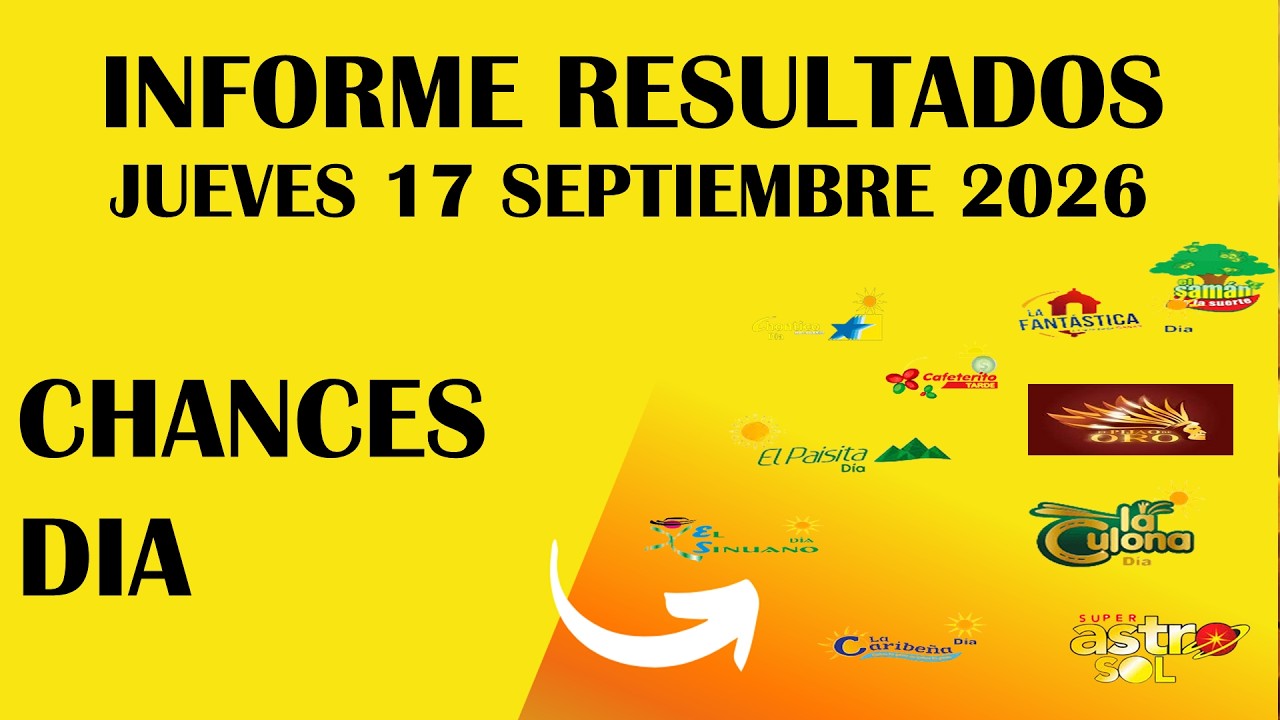 Resultados CHANCES DIA de JUEVES 17 SEPTIEMBRE 2026 ASTRO SOL DE HOY LOTERIAS DE HOY RESULTADOS DIA