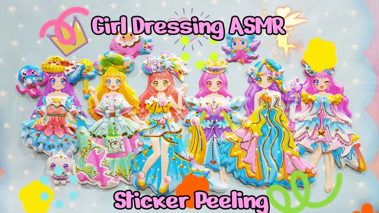 Paper Doll Girl Dressing+ ASMR Sticker Peeling🧜‍♀️💝👄💋#satisfying #diy #sticker #kawaii #paperdoll