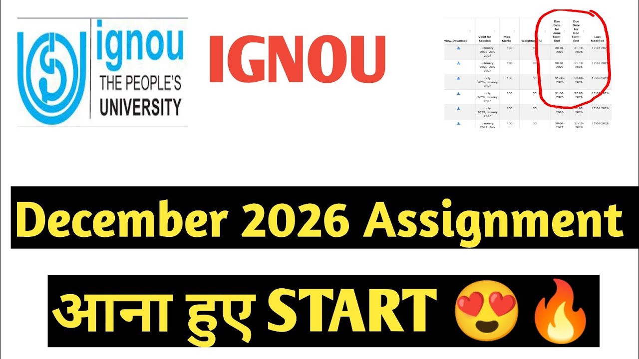 IGNOU ASSIGNMENTS Started 😍 DECEMBER 2026