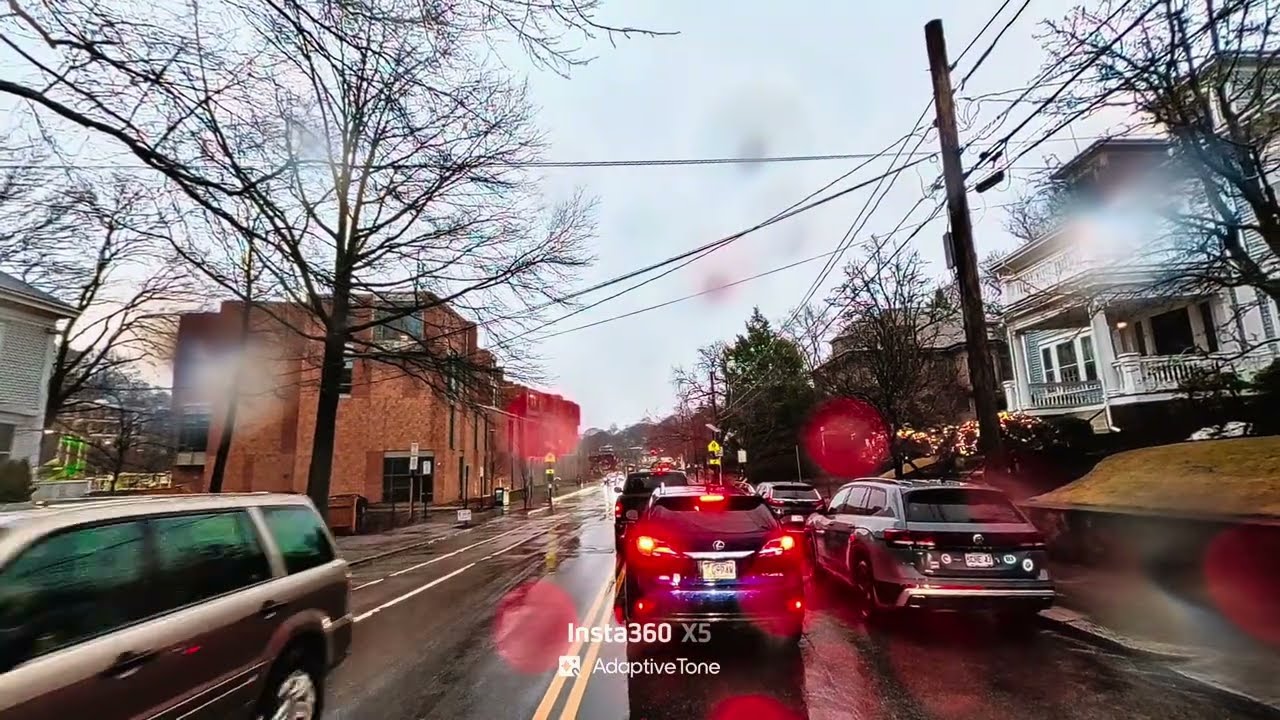 [4K]🎧 Under the Rainy Boston Sky | Boston Drive via Beacon Street & Longwood Ave | 360