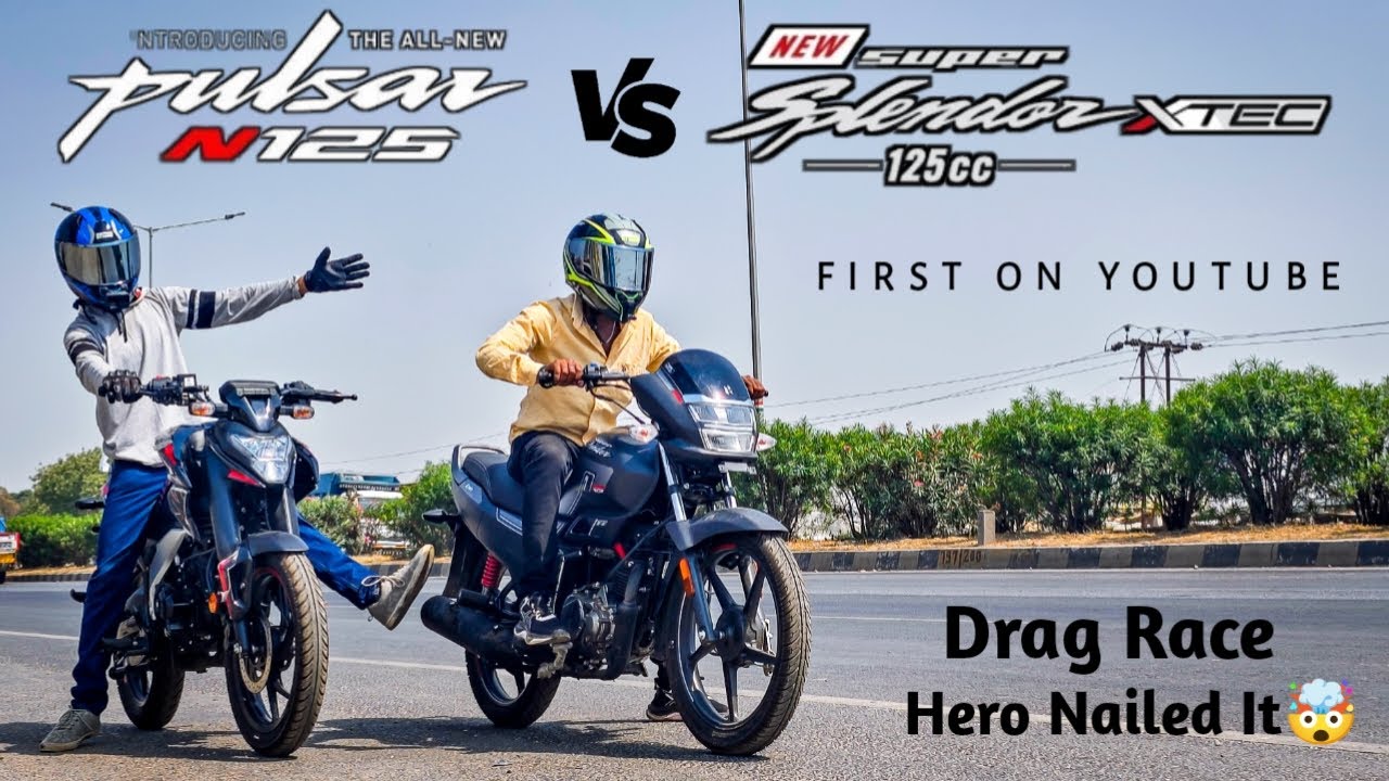 Hero Super Splendor Vs Bajaj Pulsar N125 | Drag Race | First On Youtube