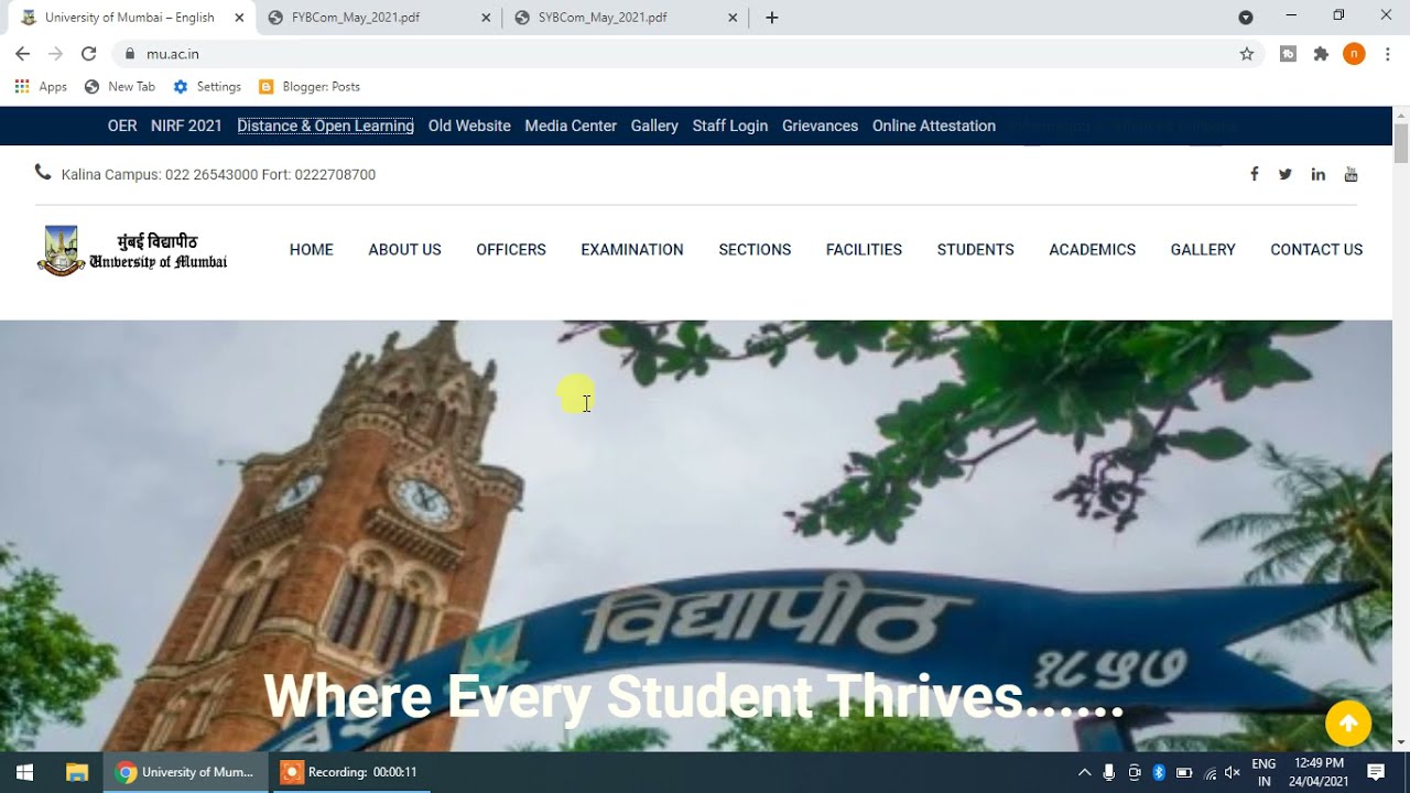 Mumbai University F.Y.B.com and S.Y.B.Com Exam Time Table || Mumbai University IDOL
