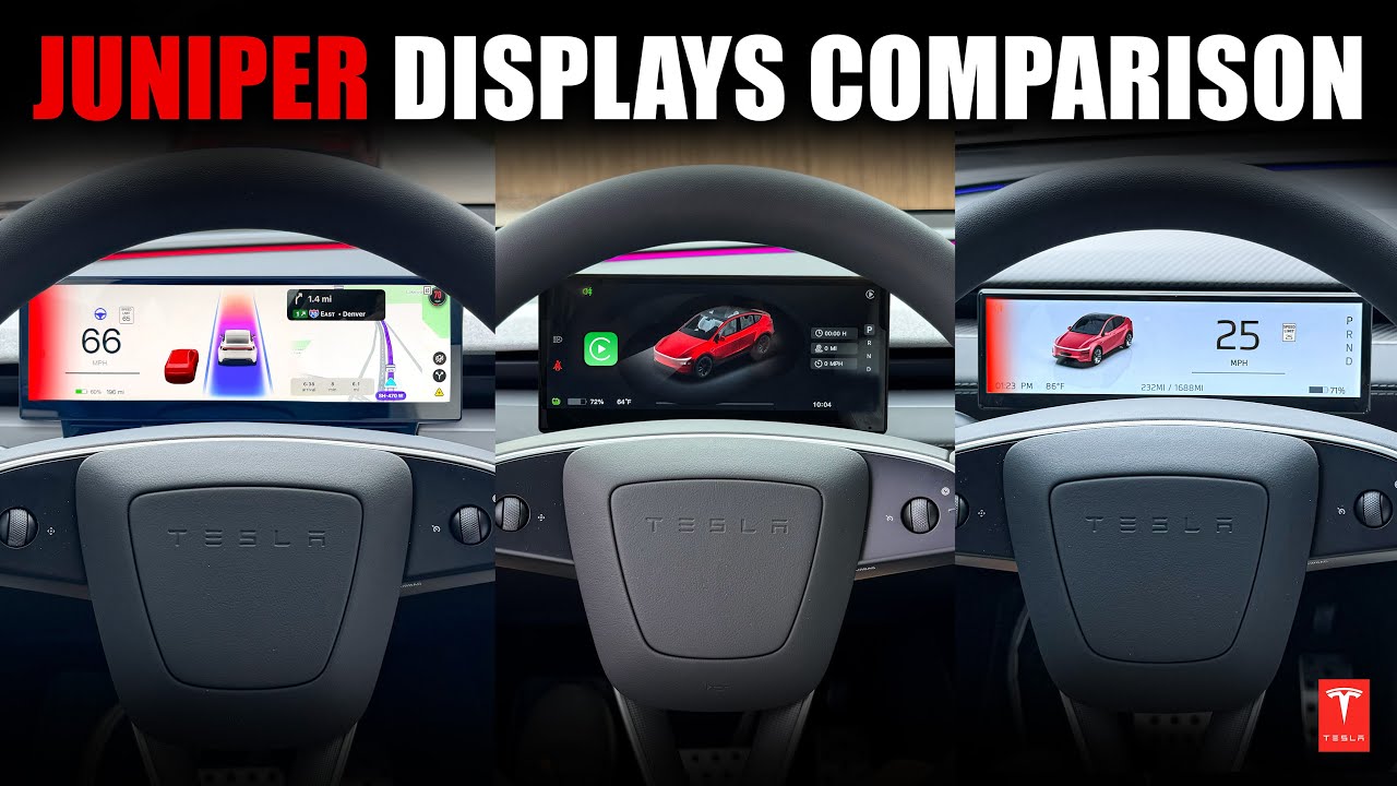 Tesla Model Y Juniper Front Display Comparison / Apple CarPlay & More! #tesla