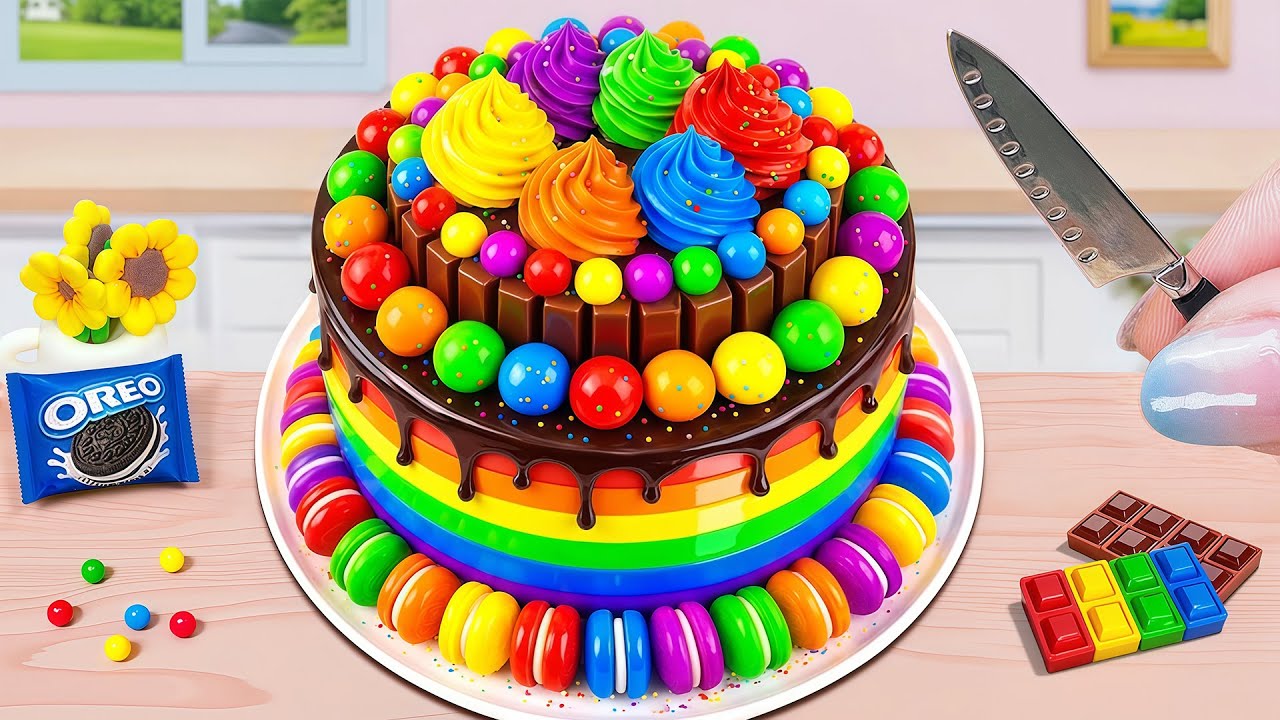 Dreamy Fondant Mini Rainbow Cake 🌈 Jelly Pop Cake Making 👉 Sweet Dot Bakery