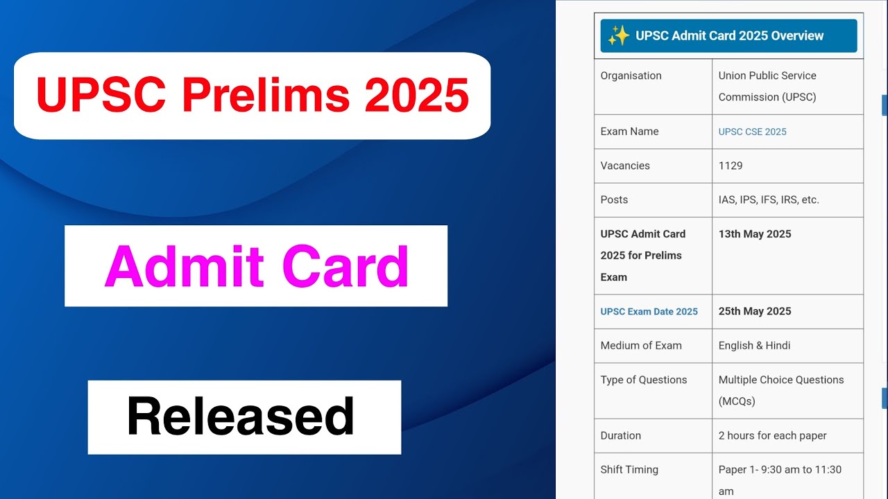 UPSC Prelims 2025 Admit Card Released | UPSC Prelims Admit Card 2025 Out