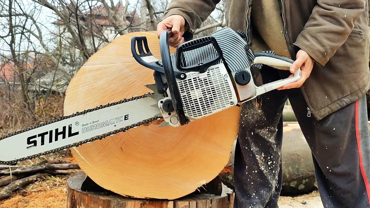 My setup for very dirty wood (Stihl RM .404 chain, Duromatic bar)