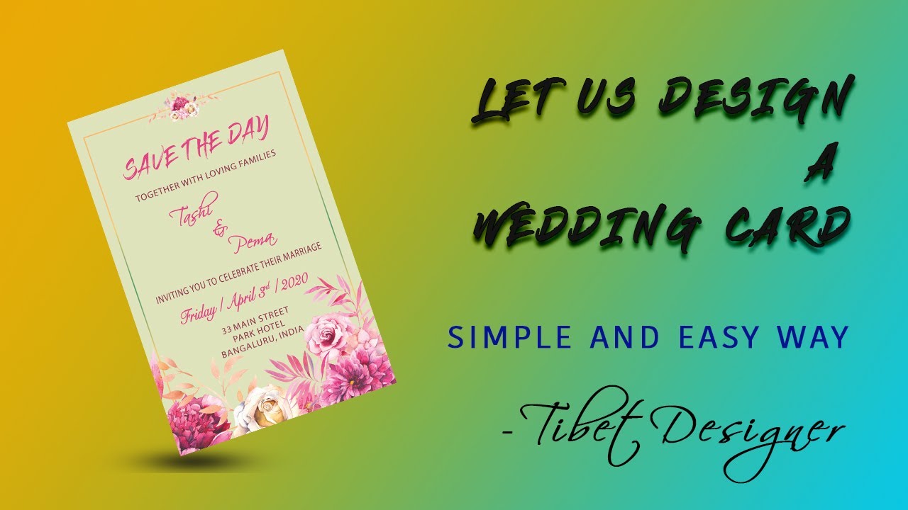 Wedding Card | Design | Easy and simple way | TibetDesigner | #04