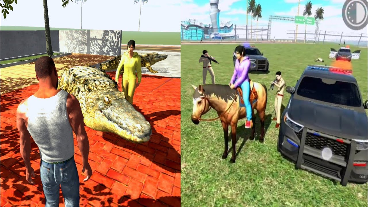 Crocodile In My Swimming Pool | Franklin Vs Police Fighting 🔥| Indian Bike Driving 3D