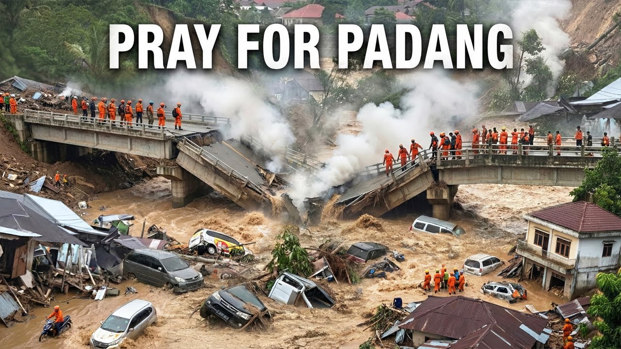 DAHSYAT !!! BANJIR BANDANG HANTAM KOTA PADANG, Jembatan Putus Total Rumah Dan Mobil Sampai Hancur