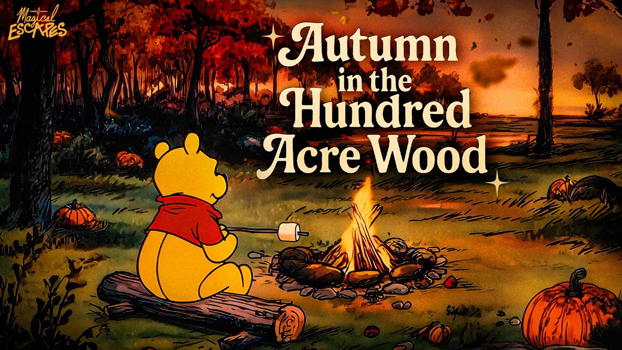 Cozy Fall Campfire with Pooh Bear | 🍁 Hundred Acre Wood Autumn Ambience