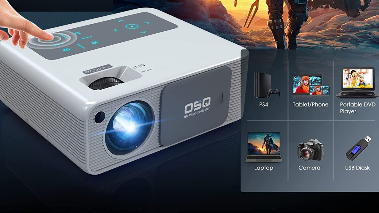 Projector 4K Supported - OSQ 800 ANSI HD Outdoor Movie with Bluetooth, 4P & &plusmn;50&deg; Keystone & Zoom 50%