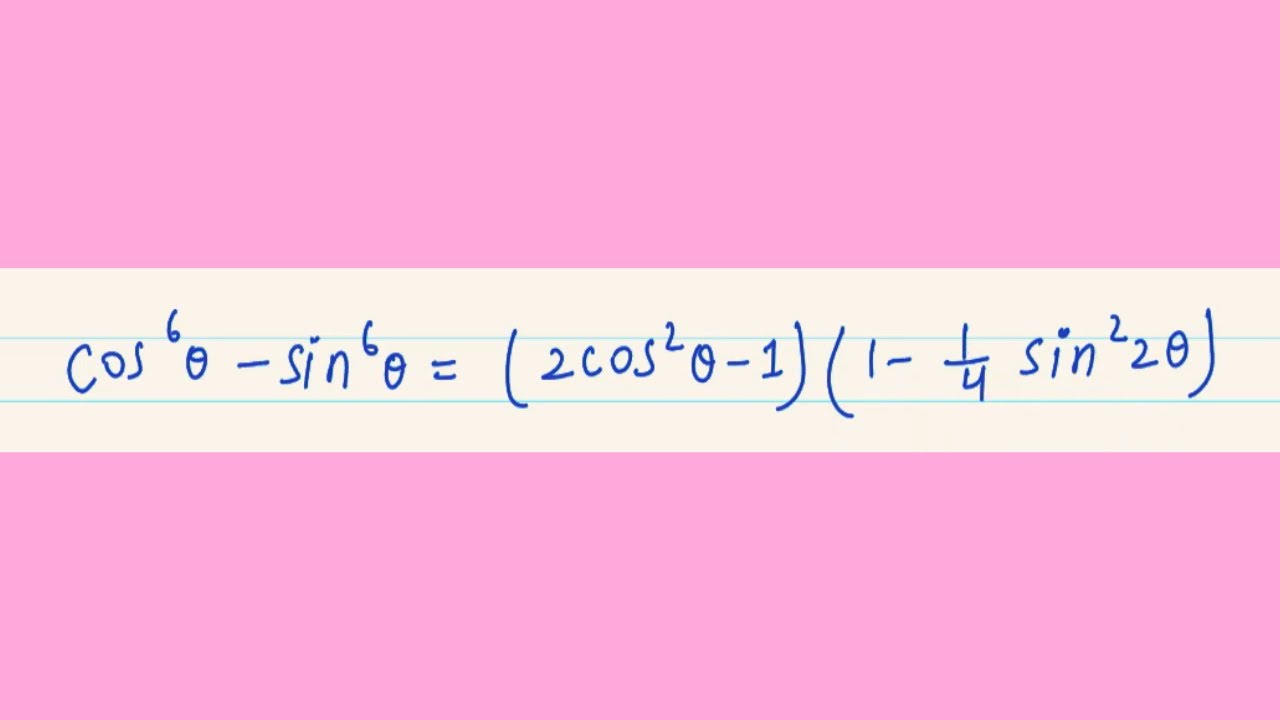 prove that Cos^6 θ-sin^2⁡〖θ=〗 (2Cos^2 θ-1)(1-1/4  sin^2⁡〖2θ)〗