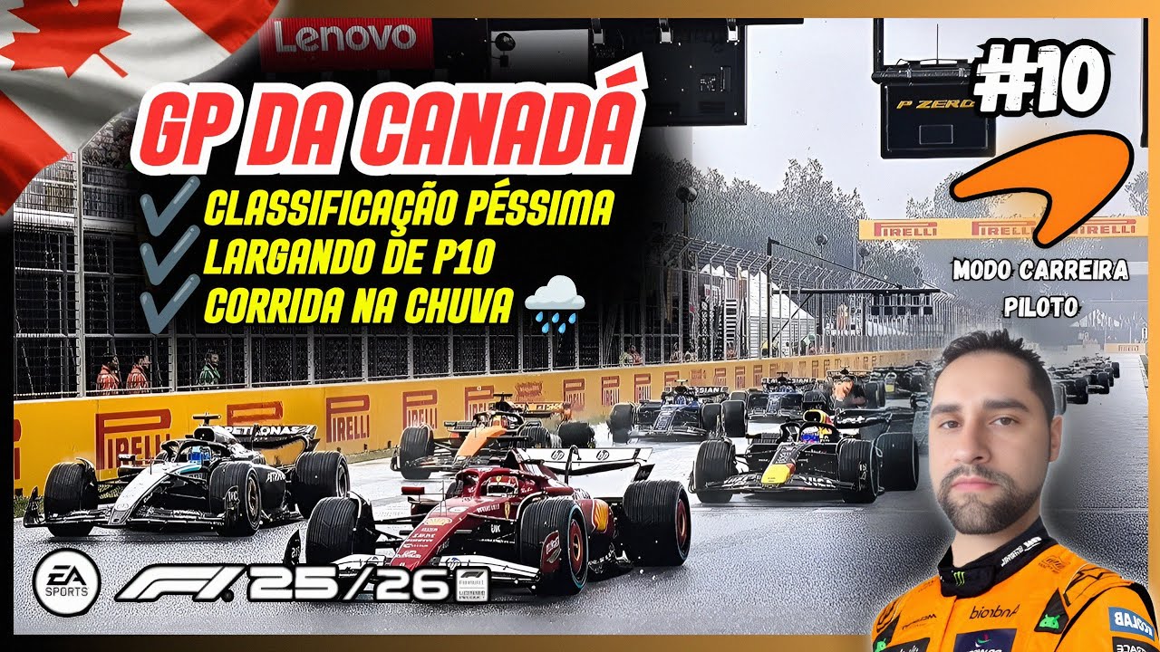 HAMILTON trava e largo de P10 na CHUVA NO GP DO CANADÁ 🌧️ | F1 25 MODO CARREIRA - GAMEPLAY PS5 #10