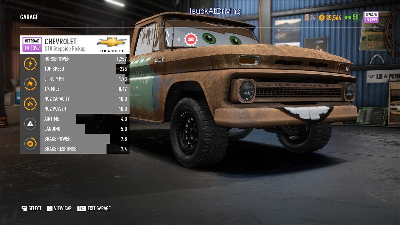 Need For Speed Payback - All LV299/399 Off-Road spec Top Speed cap on Dirt Road