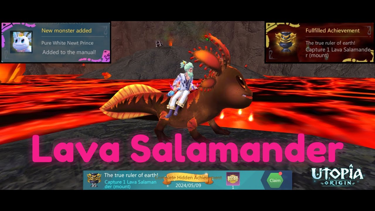 Utopia origin: Tame Lava Salamander (Hidden Achievement) || Feed & Loc || Evo to level 3 Full Guide