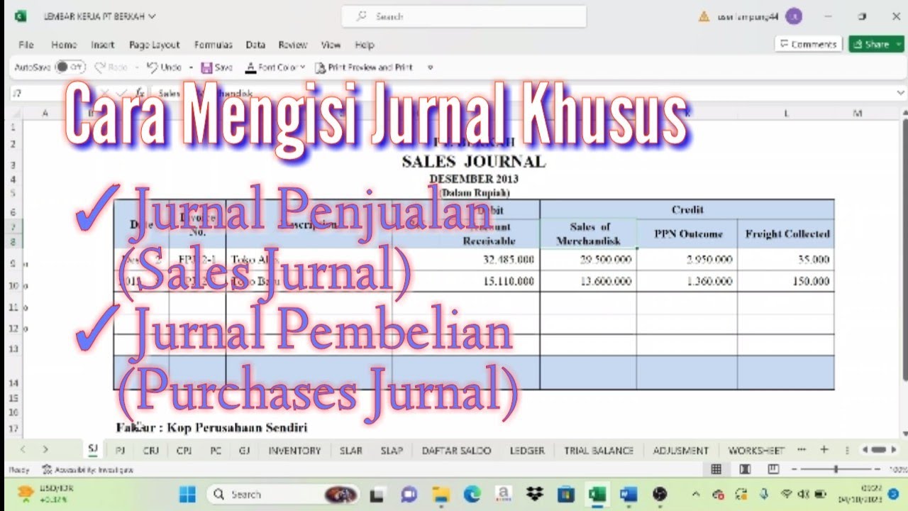 Cara Mengisi Jurnal Khusus (Jurnal Penjualan dan Jurnal Pembelian)