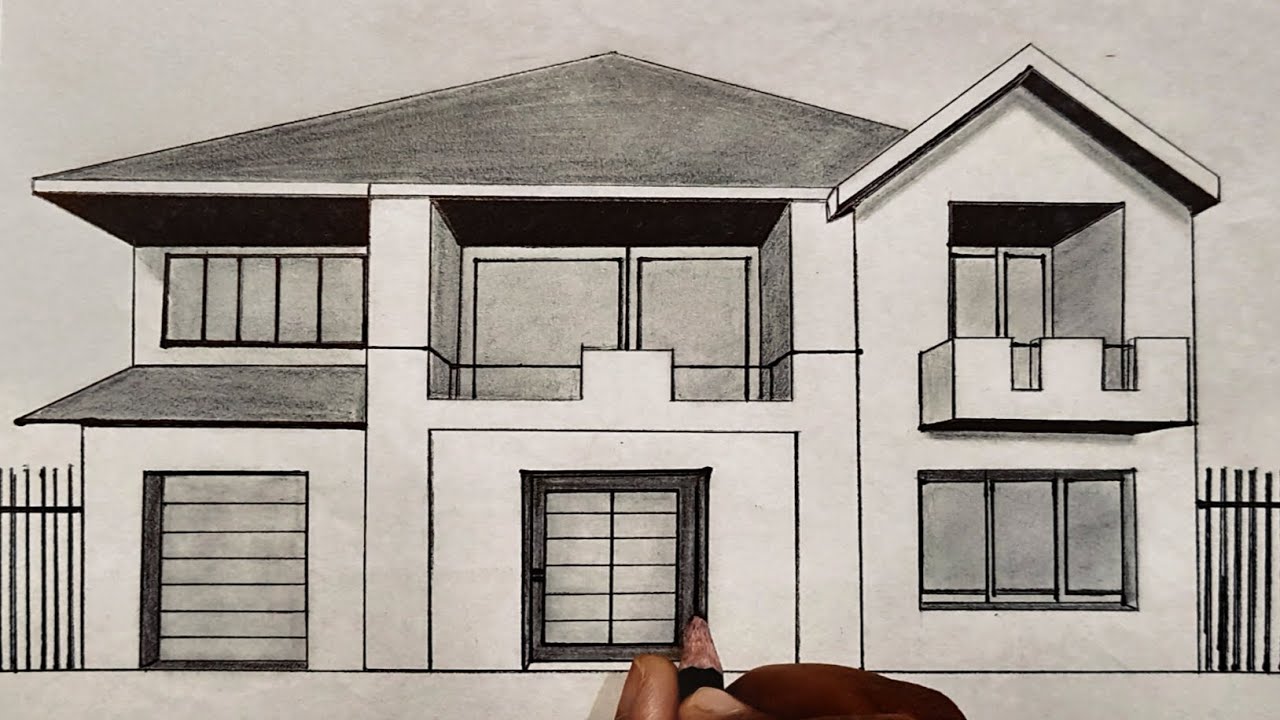 HOW TO DRAW A HOUSE 🏠 IN 1 POINT PERSPECTIVE (30 DAYS HOUSE  DRAWING CHALLENGE FOR 1K SUBSCRIBERS) 
