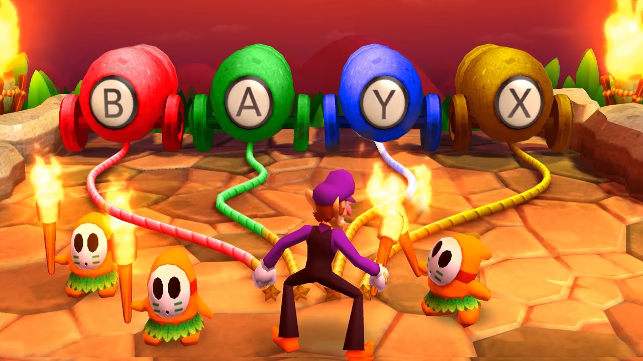 Mario Party The Top 100: Waluigi vs Peach vs Mario vs Yoshi Minigame Battle