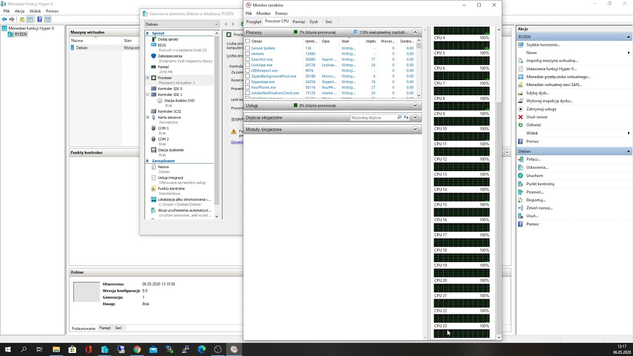 Hyper-V Windows 10 Pro + Instalacja Linux Debian w maszynie wirtualnej
