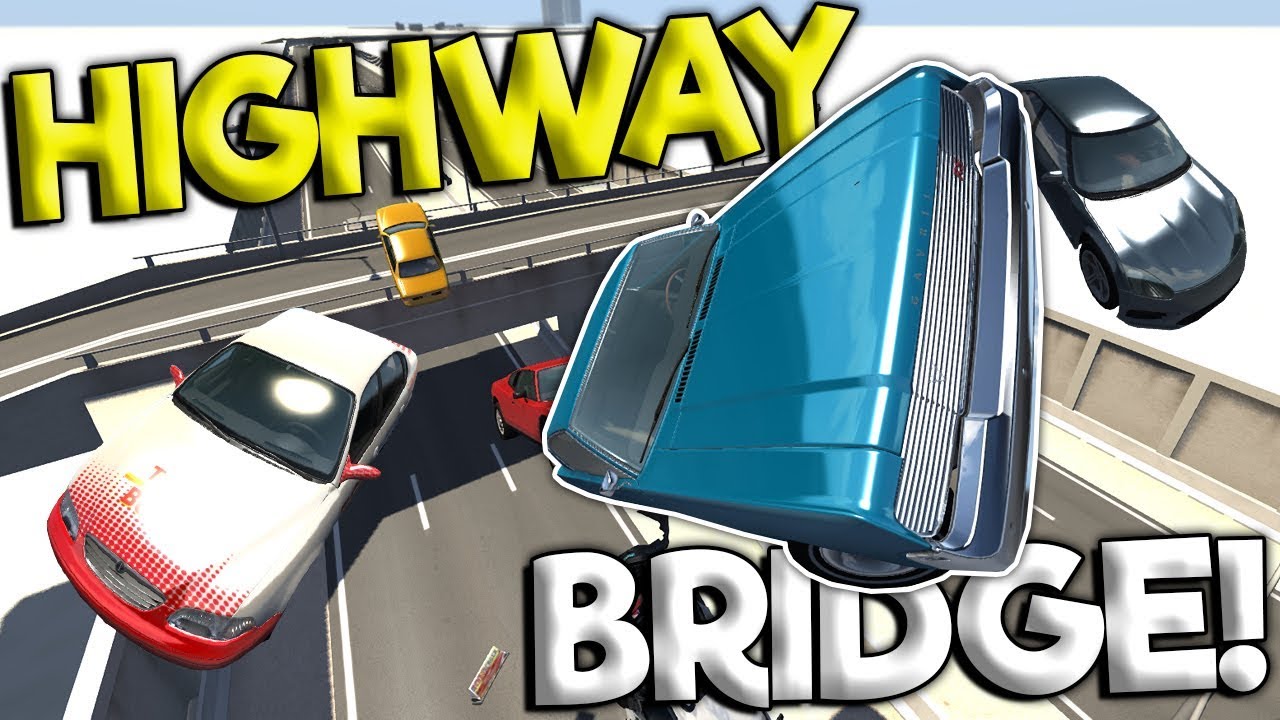 HIGHWAY BRIDGE CRASHES & SURVIVAL! - BeamNG Gameplay & Crashes - Realistic Highway Crash