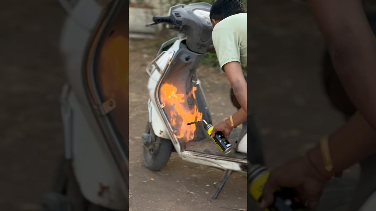Activa Fibre Body Repaint In Using Fire #experiment #automobile #shortvideo #Mr.Mayur Hacker