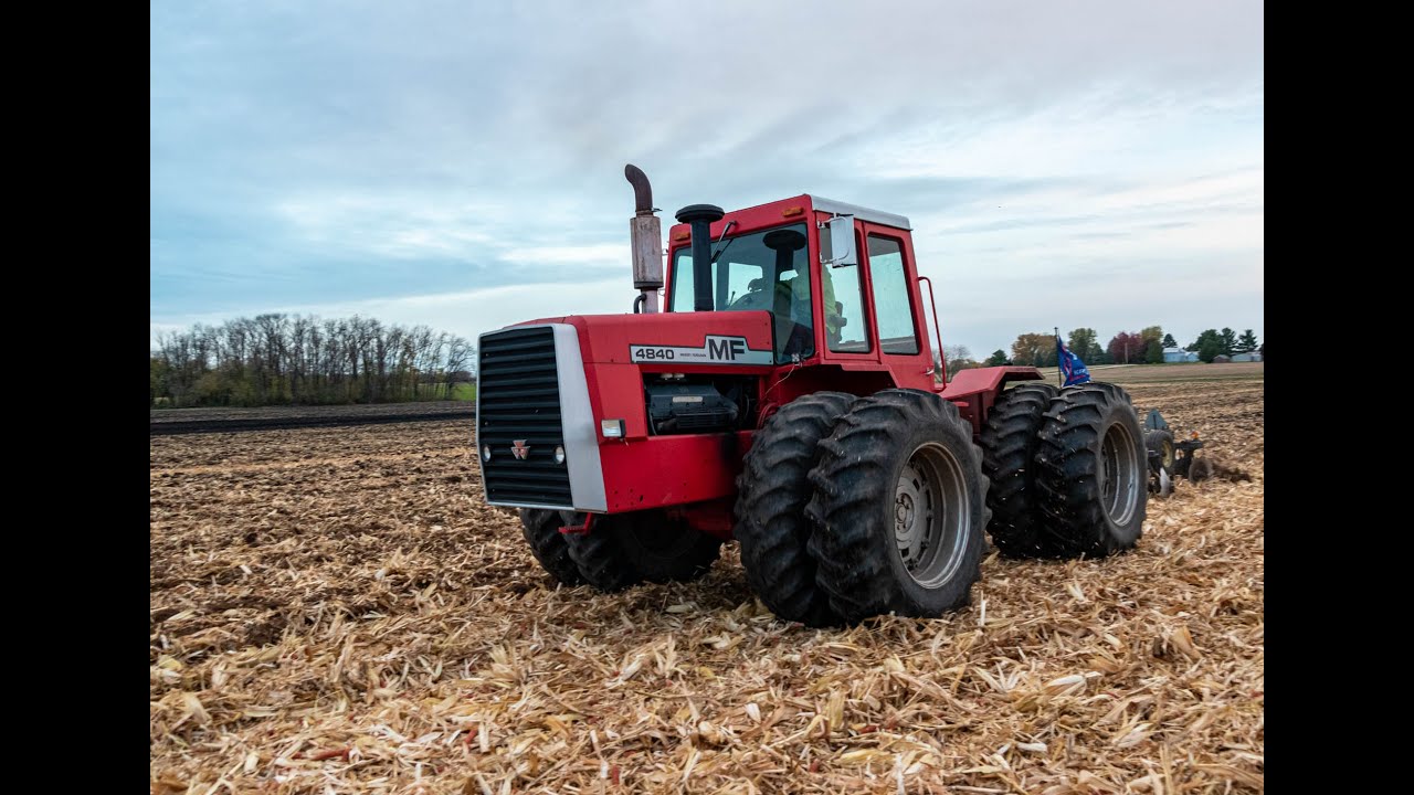 Massey Ferguson 4840 with 903 Cummins disking corn ground Wisconsin part 2
