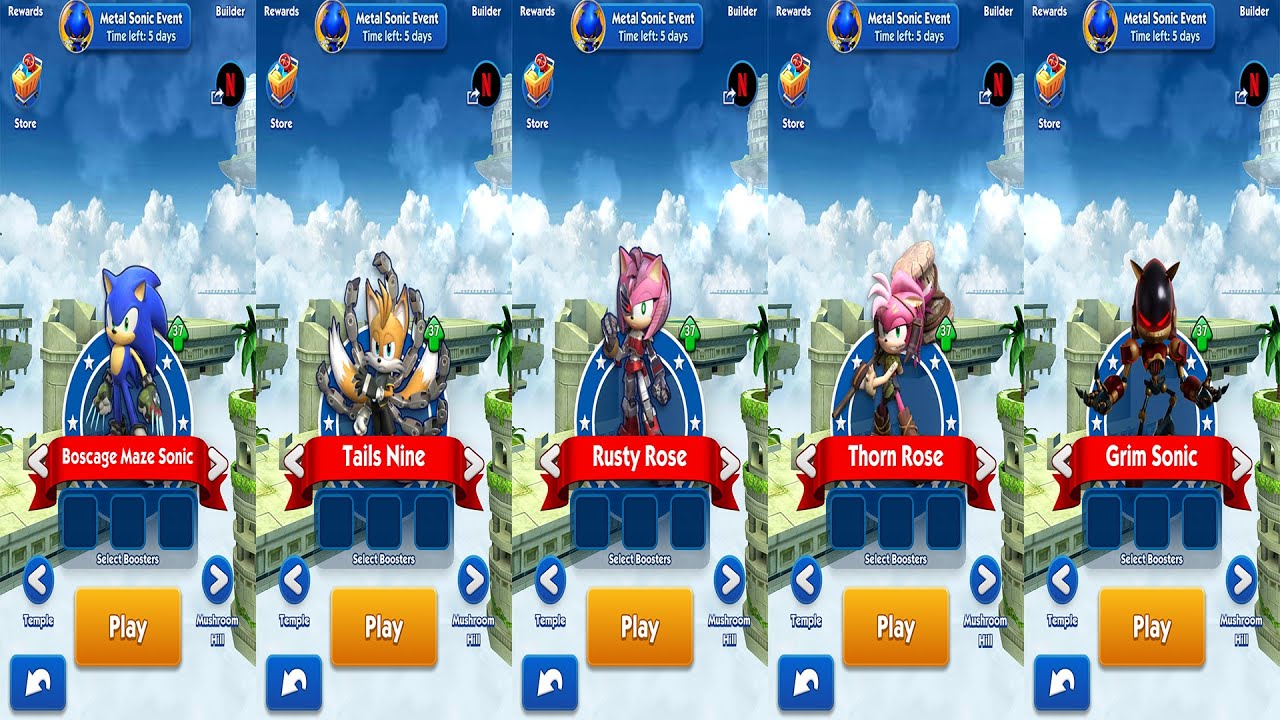 Sonic Prime Dash All Prime Runners: Boscage,Tails Nine, Rusty Rose, thorne Rose, Grim Sonic Gameplay