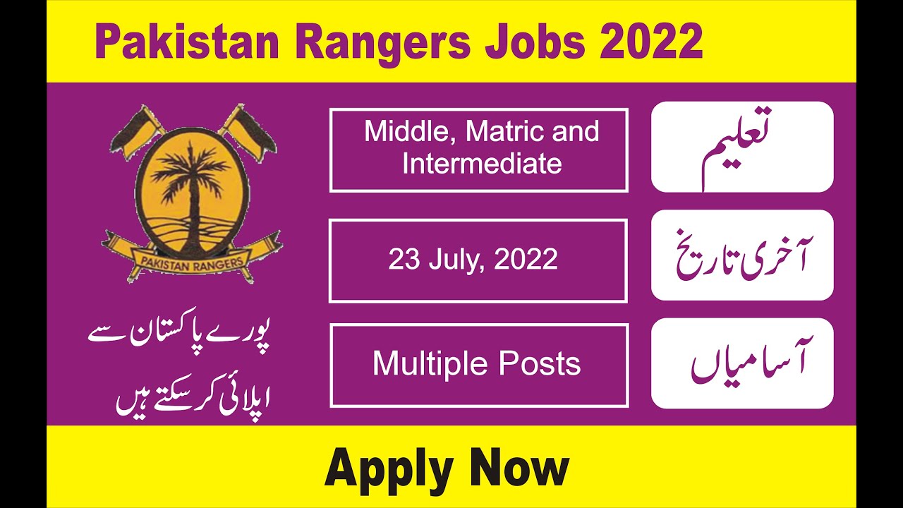 Pakistan Rangers Jobs 2022, Government Jobs 2022