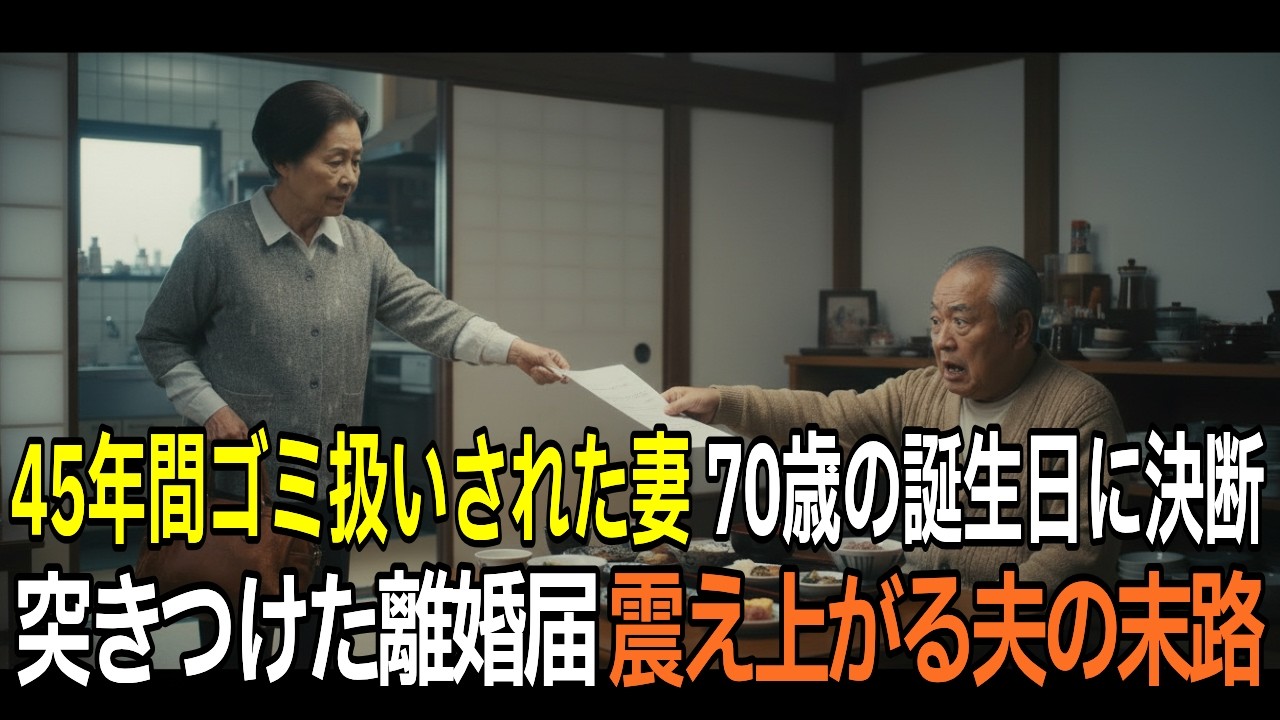 70歳の誕生日に夫から「おかずが粗末」と罵倒された妻。45年の忍耐が切れ離婚届を突きつけた結果、夫の悲惨な末路…【感動する話】【朗読】