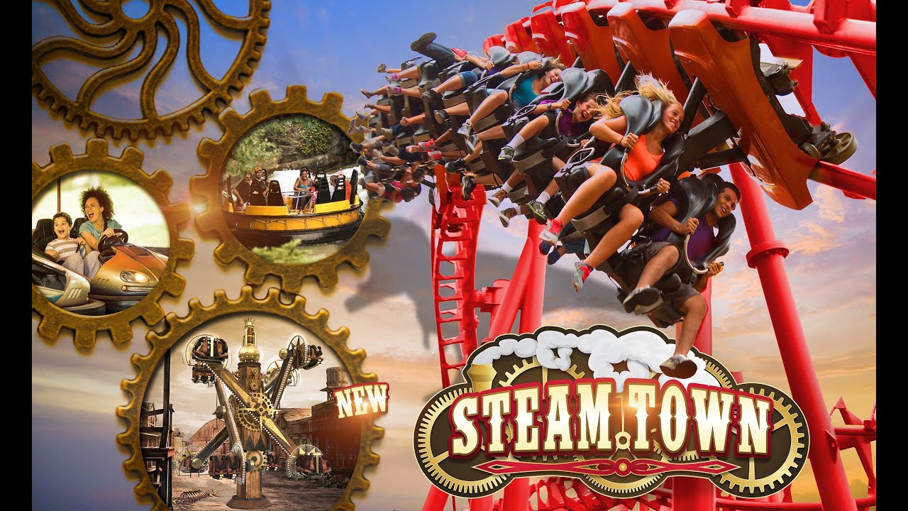 New Six Flags America SteamTown Preview - SkyWinder coaster on-ride vid and SteamWhirler run-thru!