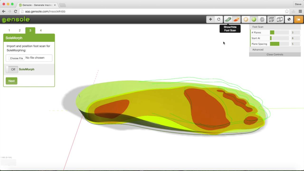 Gensole - Generate Insoles for 3D Printing from Gyrobot