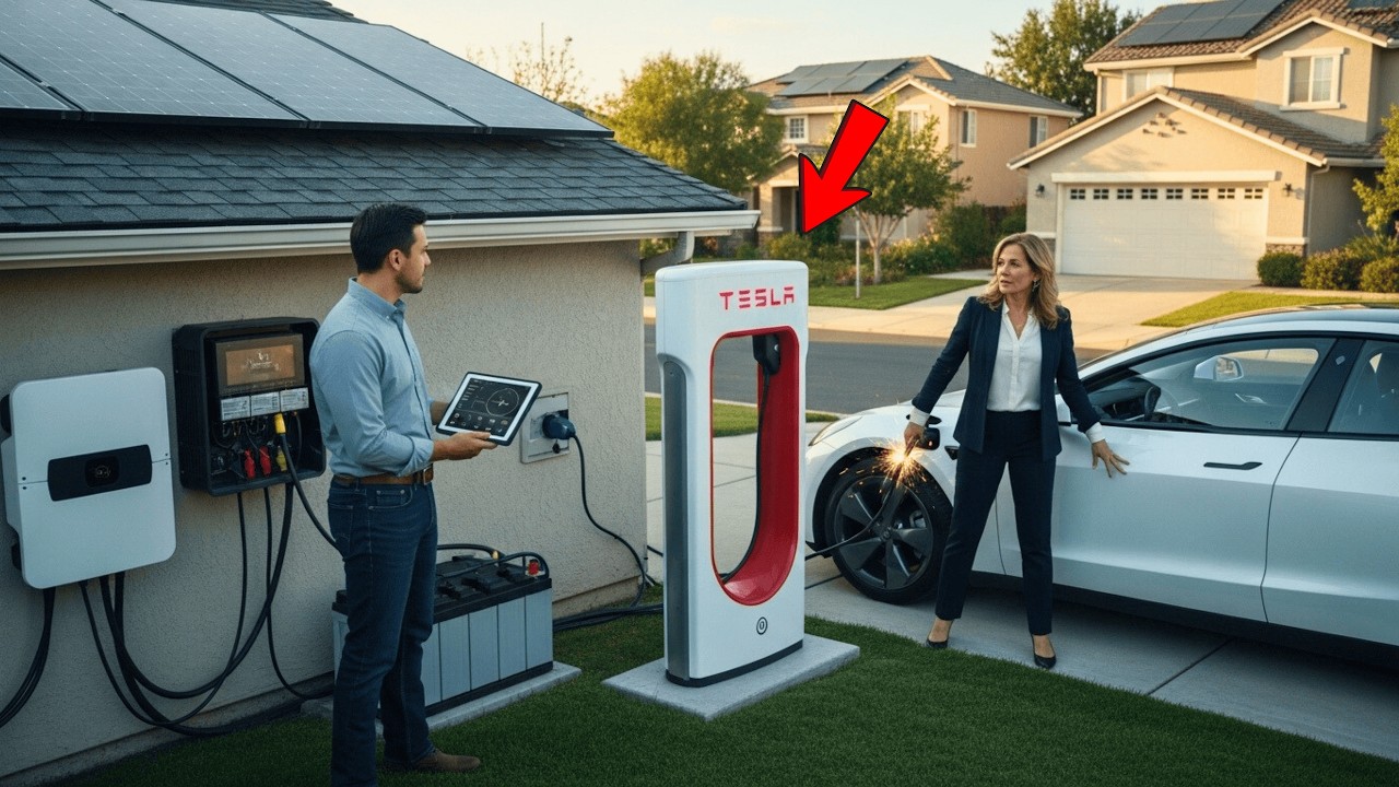 HOA Karen kept plugging Tesla into my solar grid, so I set the voltage to maximum and watched her...