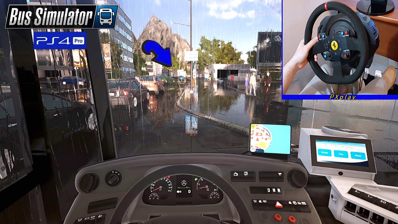 Bus Simulator PS4 PRO | Mercedes Citaro K trip with rain | Thrustmaster T300 gameplay