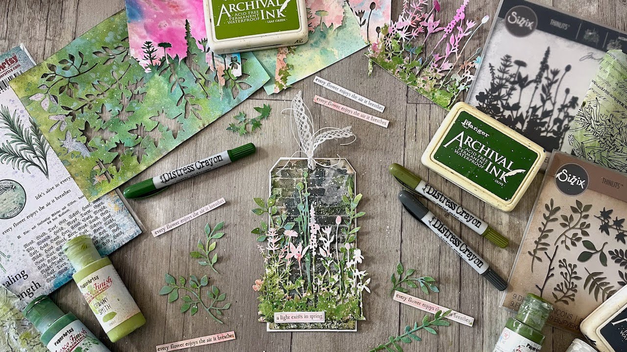 Tag Time - with Tim Holtz spring flower diecuts