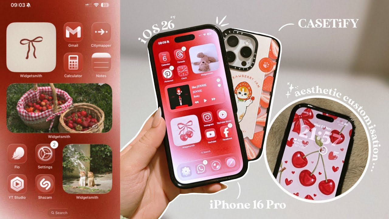 Customizing my iPhone 16 Pro 🍒 | iOS 26 | Pinterest Aesthetic