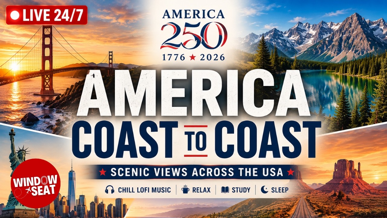 🔴 🇺🇸 AMERICA IN 4K LIVE &bull; Chill LoFi Across the USA &bull; 24/7 Scenic Views for Study, Relax & Sleep