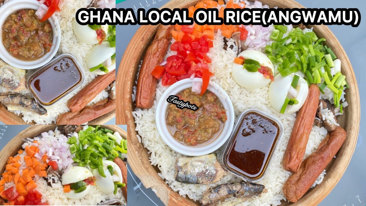 HOW TO COOK THE PERFECT GHANAIAN ANGWAMU OIL RICE ( BRAISED RICE) QUICK , EASY & TASTY