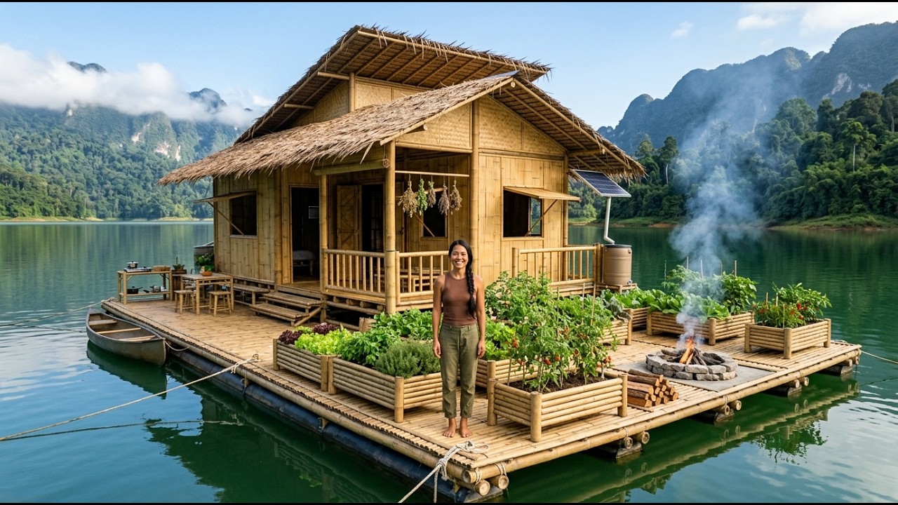 This Woman Built an IMPOSSIBLE Self-Sufficient Floating Bamboo Island Alone