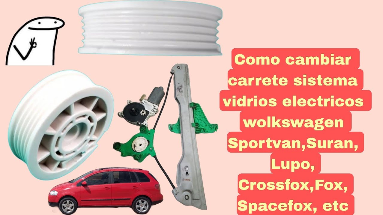 Como cambiar carrete de sistema vidrios eléctricos wolkswagen Sportvan,Suran,Lupo,Fox, etc