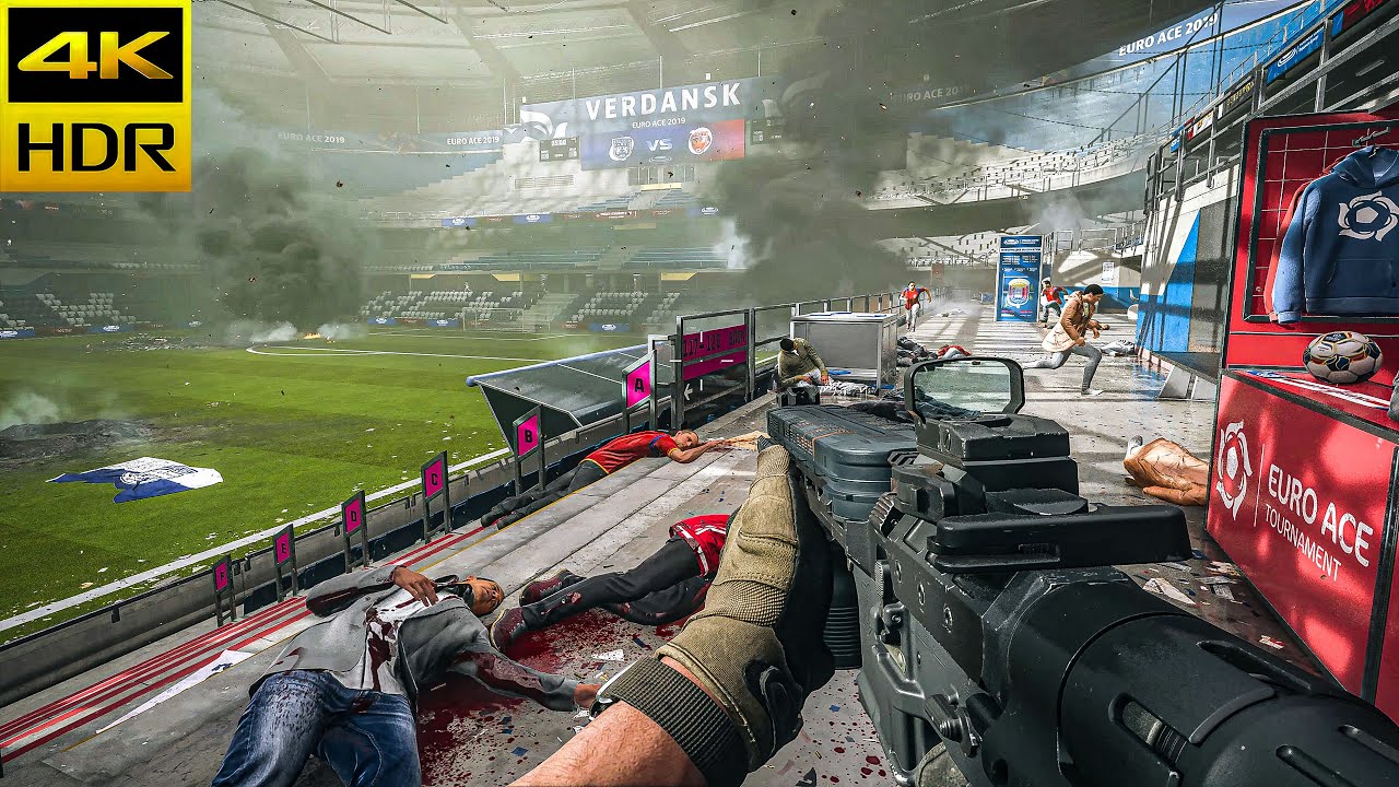 Verdansk Stadium Terrorist Attack｜The Real No Russian｜Modern Warfare 3｜2023｜4K HDR