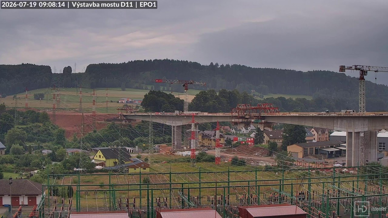 Live kamera - výstavba dálničního mostu D11 v Trutnově - Poříčí pohledem z galerie EPO1