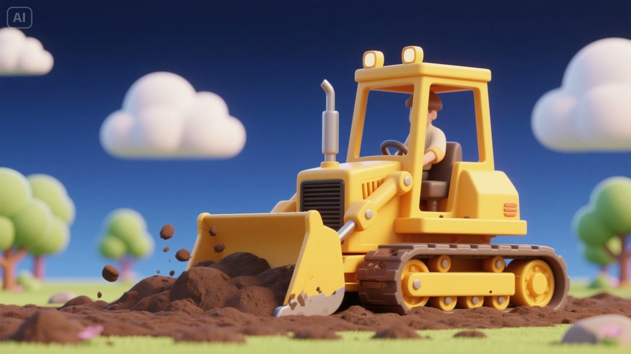 The Big Yellow Bulldozer Pushes the Dirt | Nursery Rhymes & Kids Songs