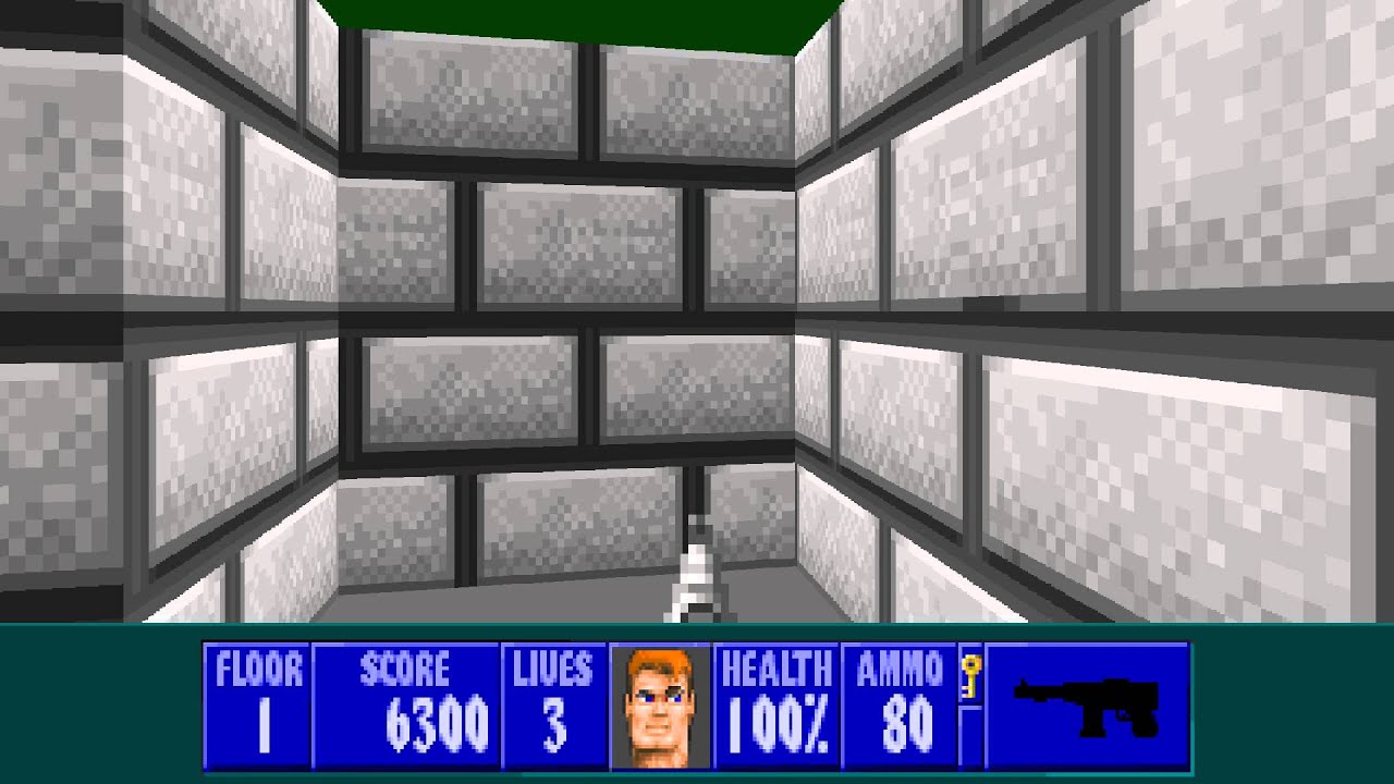 Wolfenstein 3D Spear of Destiny ECWolf - Level 01 - All Secrets - 1080p 60fps