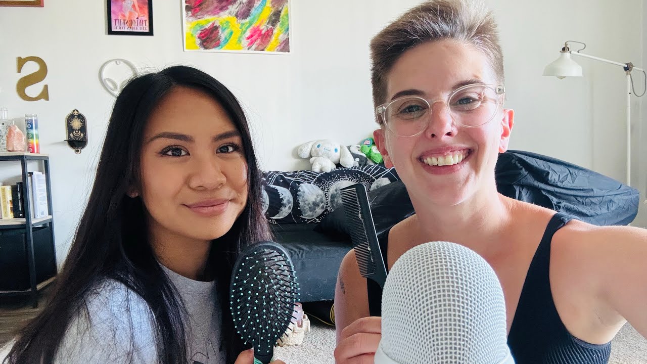 My First Real Person ASMR! 💆🏻‍♀️🪮| Hair brushing, combing, back tracing & whispers