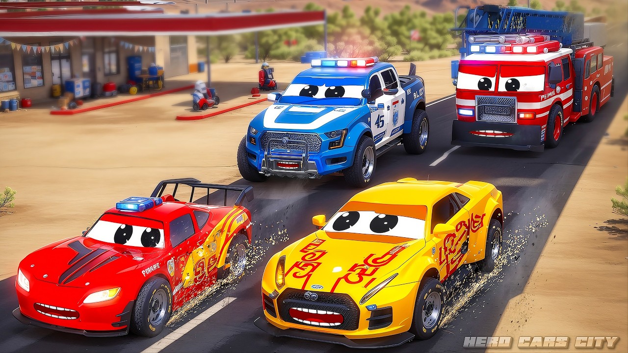 EPIC City Cars Adventure Race 🚗 Police & Fire Truck Rescue Car Stuck in Mud!
