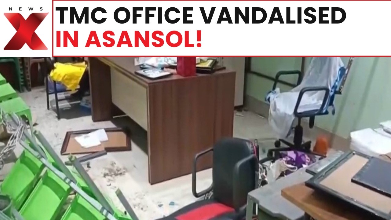 Shocking visuals: TMC office vandalised in Asansol&rsquo;s Godhuli after election defeat! | NewsX