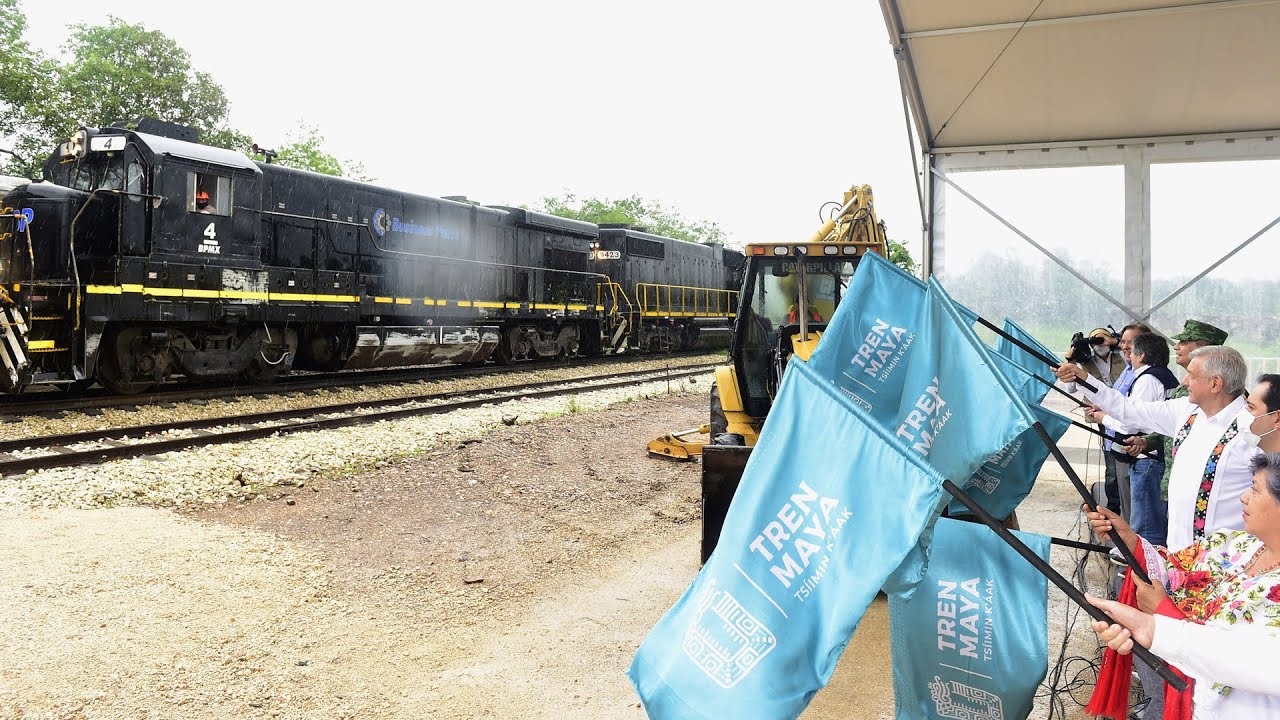 Banderazo de inicio de obra del Tren Maya, desde Maxcanú, Yucatán