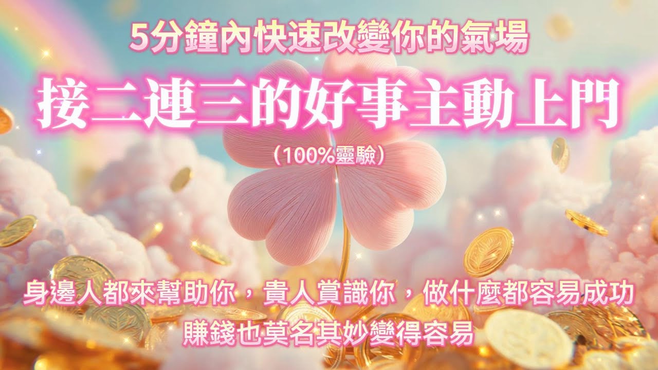 招好運音樂 5分鐘內快速改變你的氣場，接二連三的好事主動上門🍀身邊人都來幫助你，貴人賞識你，做什麼都容易成功！！賺錢也莫名其妙變得容易🍀 好運sub 吸引力法則