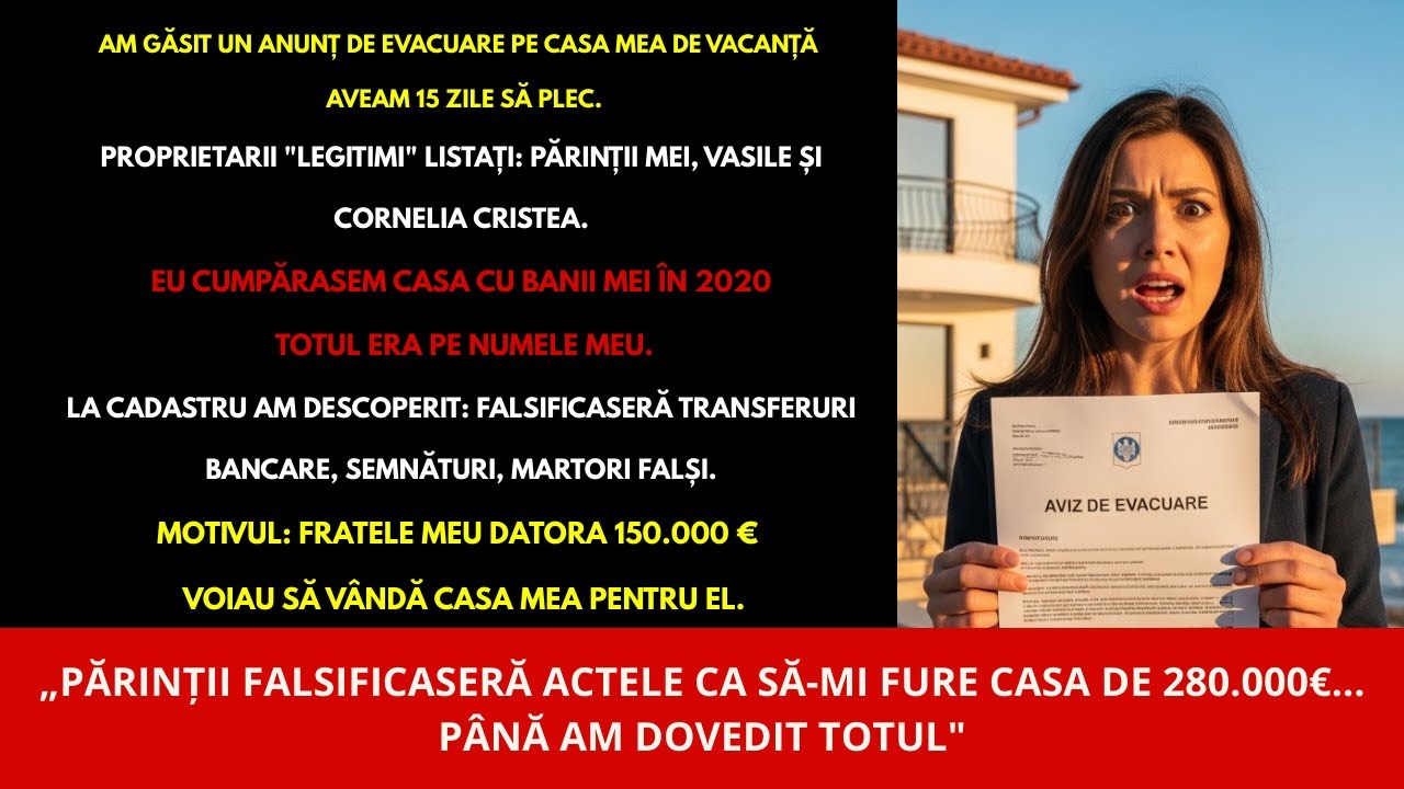 Au pus un anunț de evacuare pe casa mea de vacanță...părinții mei au falsificat actele