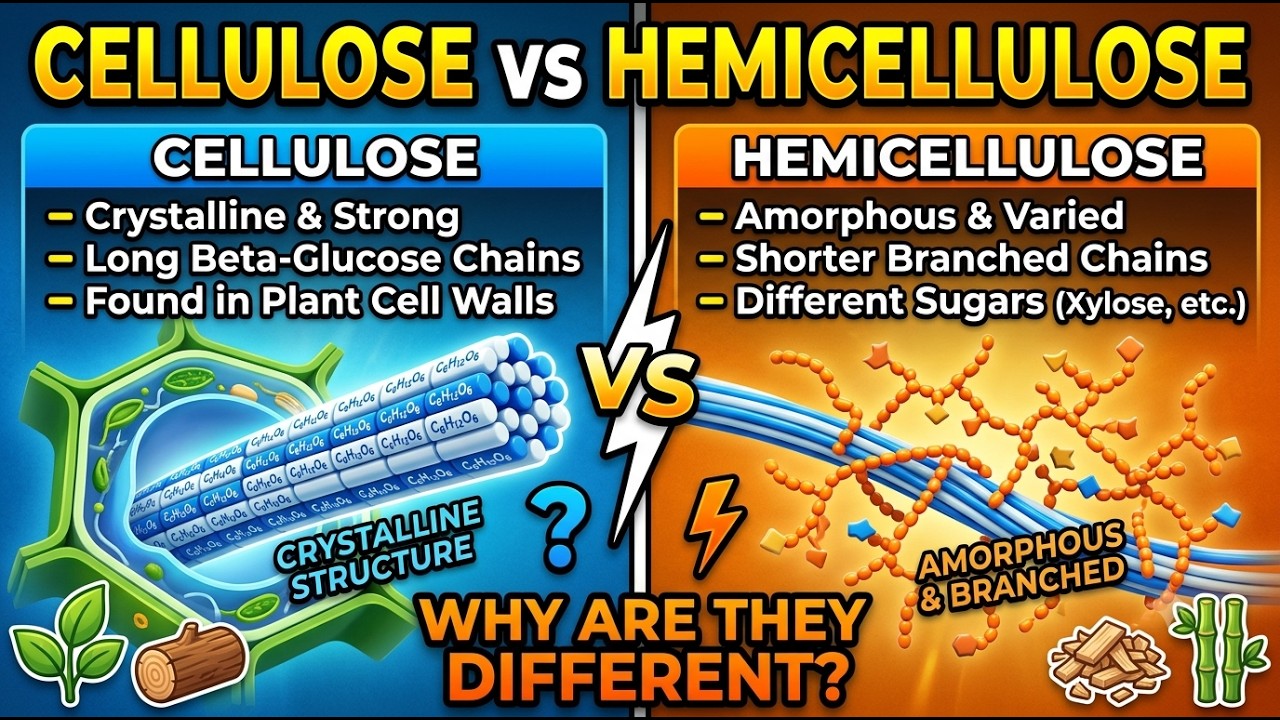 Cellulose vs Hemicellulose